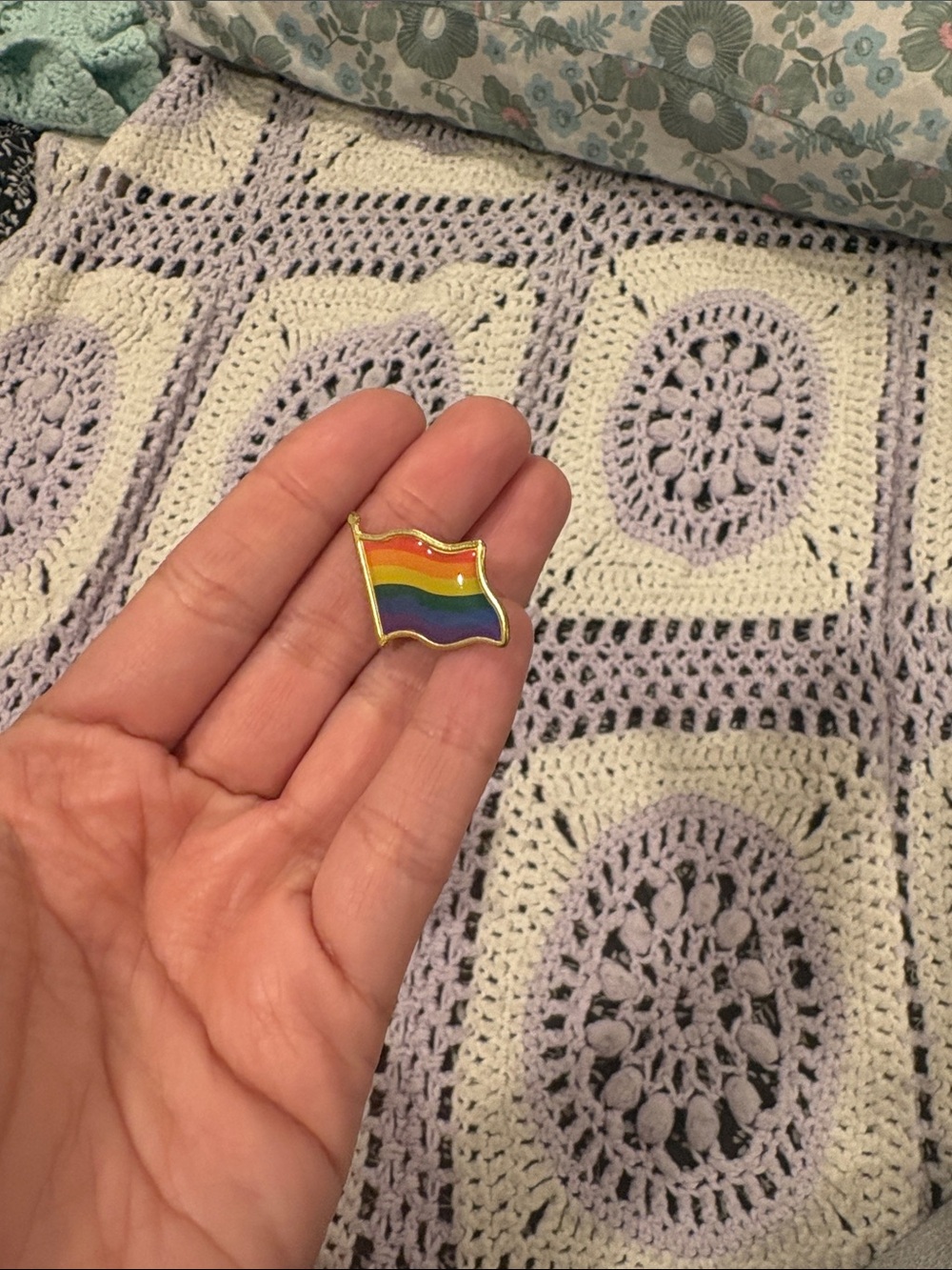 Gold-Tone Rainbow Flag Enamel Pin - Pride Accent
